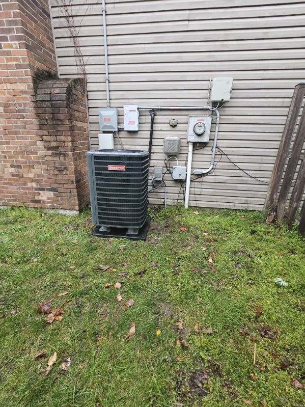 Outdoor Goodman air conditioner unit installed at Maryland residence
